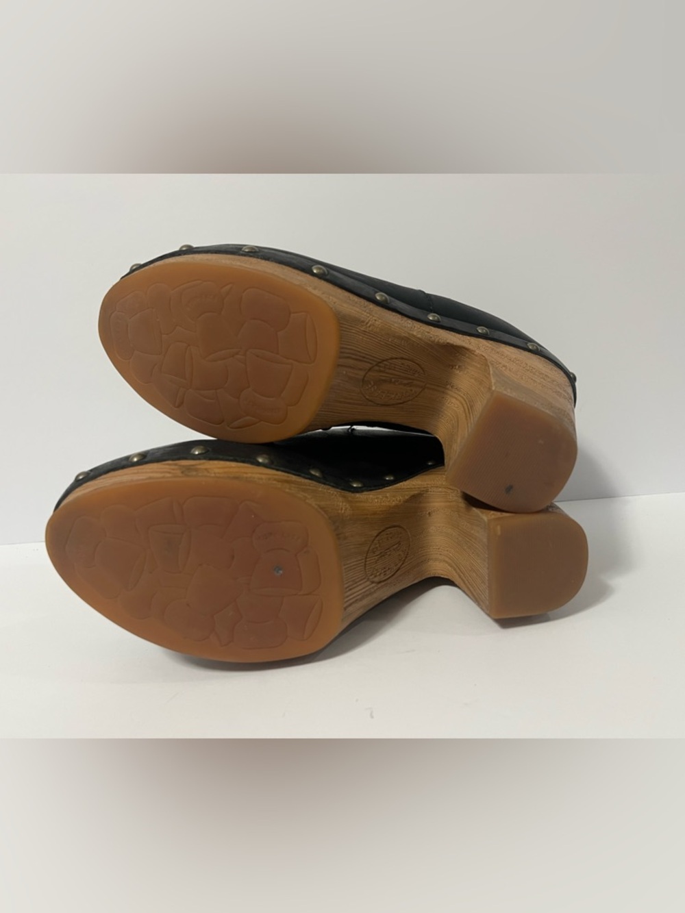Kork-Ease Sudbury Clog Size 6M Mules Leather Black Studded Black Heels Bratz Y2K - Picture 8 of 9
